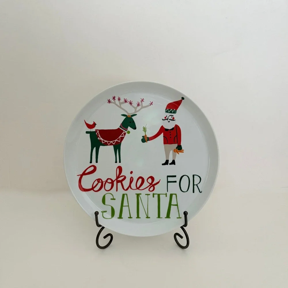 CRATE AND BARREL Cookies For Santa Jenny Bowers Serving Platter Plate 2014